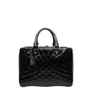 Bally Quilted Handbag Boston Bag Black Enamel Women's BALLY